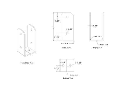 Post Base - 3.5 inch x 3.5 inch x 8 inch tall