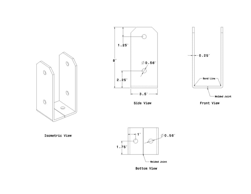 Post Base - 3.5 inch x 3.5 inch x 8 inch tall