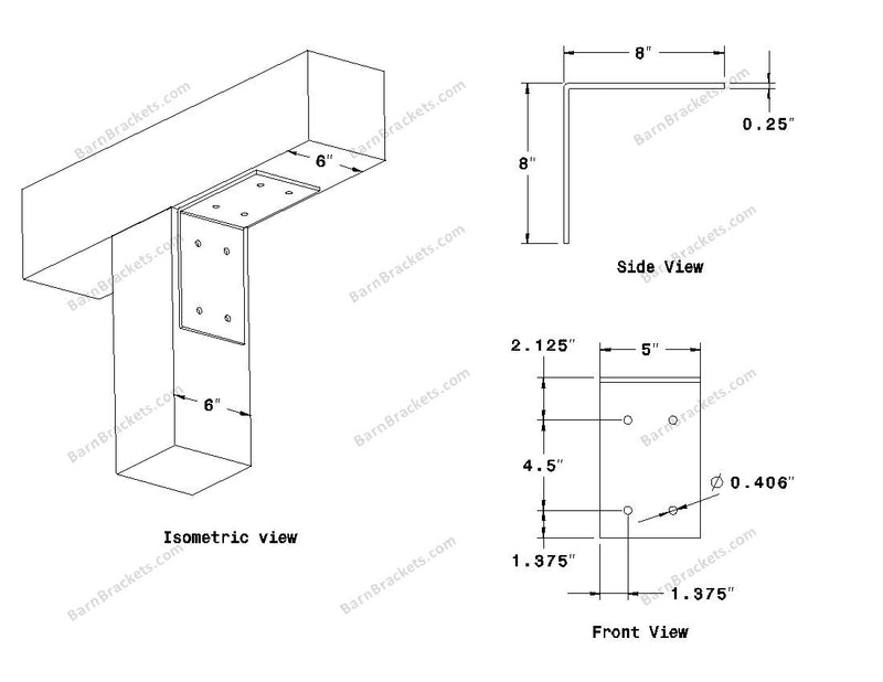 Stainless Steel Angle Bracket for 6 inch Beams