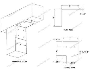 Stainless Steel Angle Bracket for 8 inch Beams