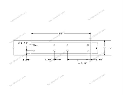 Stainless Steel Union Bracket for 4 inch Beams