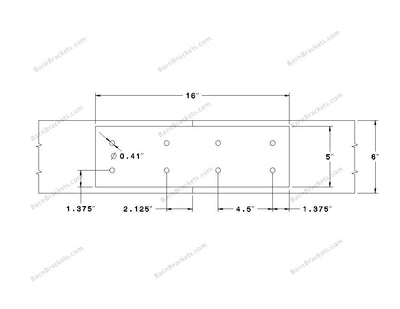 Stainless Steel Union Bracket for 6 inch Beams