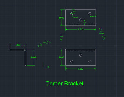 4 inch x 4 inch x 1/4 inch thick angle bar bracket