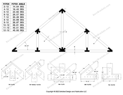 Howe style timber brackets for 10-12 pitch roof