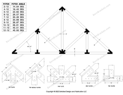 Howe style timber brackets for 11-12 pitch roof