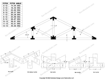 Howe style timber brackets for 6-12 pitch roof