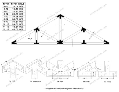 Howe style timber brackets for 7-12 pitch roof