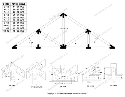 Howe style timber brackets for 8-12 pitch roof