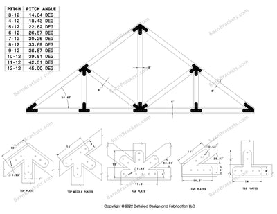 Howe style timber brackets for 9-12 pitch roof