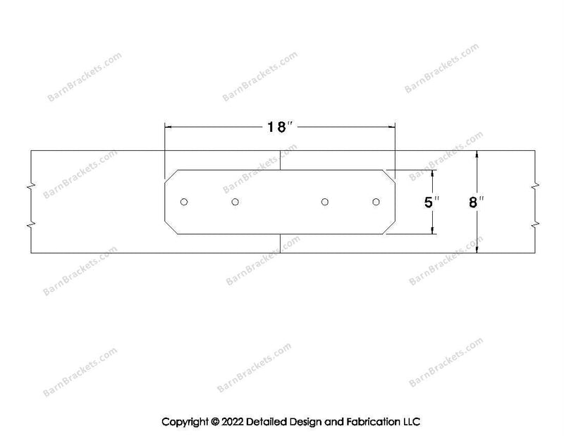 Union Brackets for 8 inch beams - Chamfered - Centered style holes - BarnBrackets.com