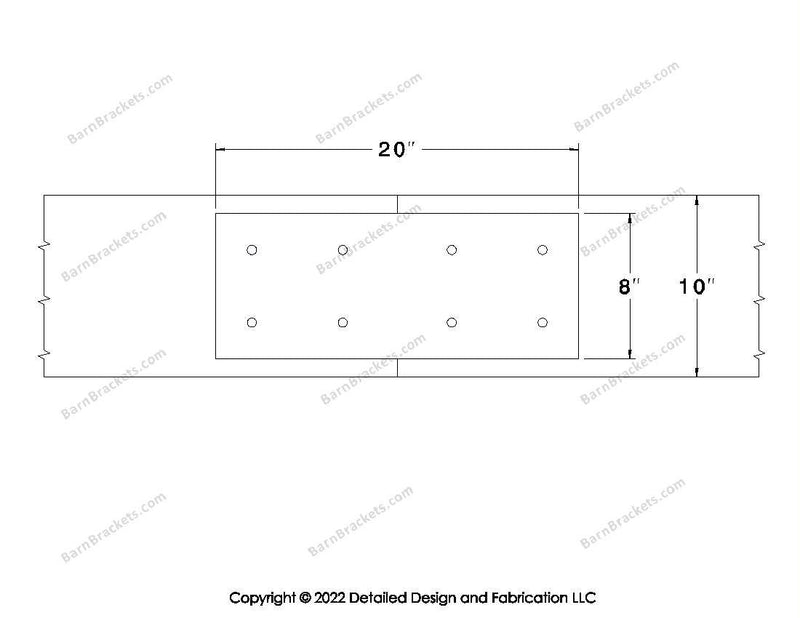 Union Brackets for 10 inch beams - Square - Centered style holes - BarnBrackets.com