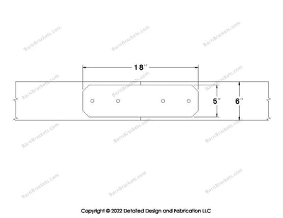 Union Brackets for 6 inch beams - Chamfered - Centered style holes - BarnBrackets.com