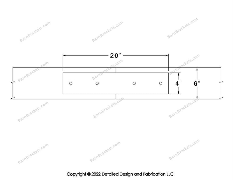 Union Brackets for 6 inch beams - Square - Centered style holes - BarnBrackets.com