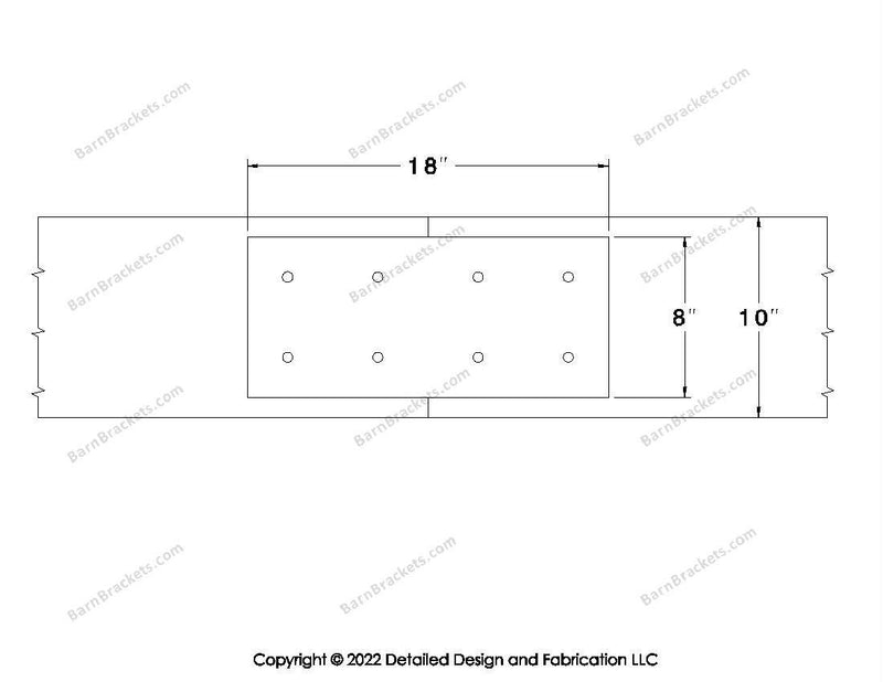 Union Brackets for 10 inch beams - Square - Centered style holes - BarnBrackets.com