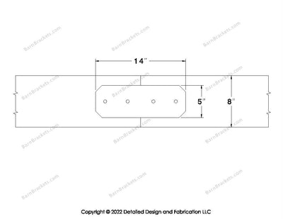 Union Brackets for 8 inch beams - Chamfered - Centered style holes - BarnBrackets.com