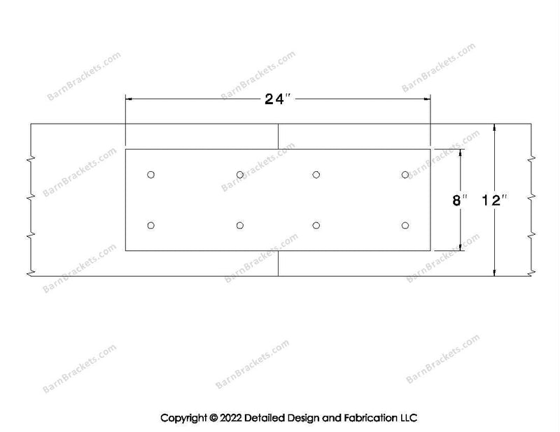 Union Brackets for 12 inch beams - Square - Centered style holes - BarnBrackets.com