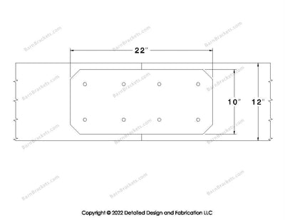 Union Brackets for 12 inch beams - Chamfered - Centered style holes - BarnBrackets.com