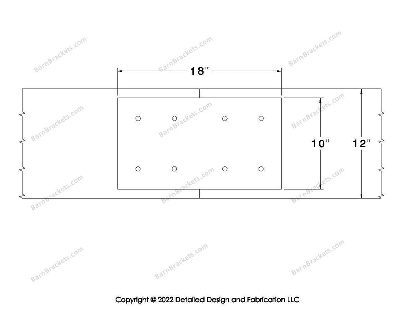 Union Brackets for 12 inch beams - Square - Centered style holes - BarnBrackets.com