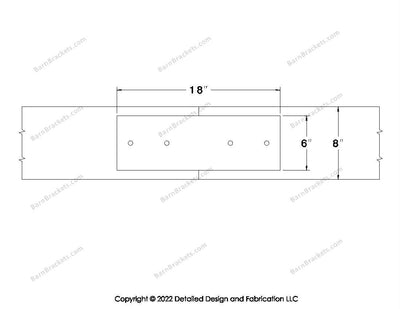 Union Brackets for 8 inch beams - Square - Centered style holes - BarnBrackets.com