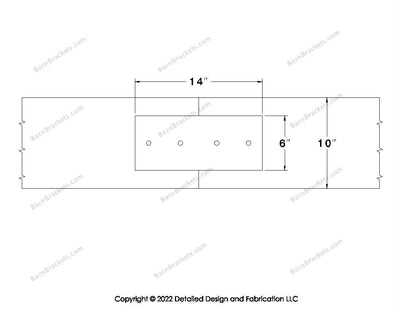 Union Brackets for 10 inch beams - Square - Centered style holes - BarnBrackets.com