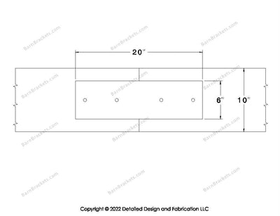 Union Brackets for 10 inch beams - Square - Centered style holes - BarnBrackets.com