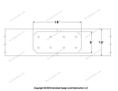 Union Brackets for 10 inch beams - Chamfered - Centered style holes - BarnBrackets.com