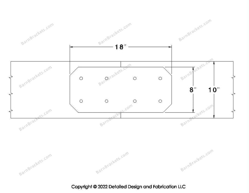 Union Brackets for 10 inch beams - Chamfered - Centered style holes - BarnBrackets.com