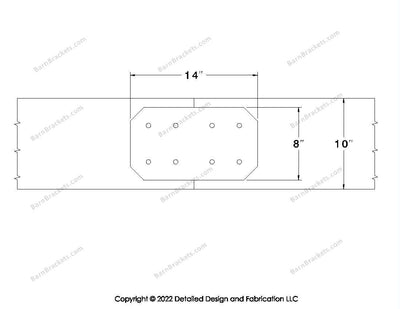 Union Brackets for 10 inch beams - Chamfered - Centered style holes - BarnBrackets.com