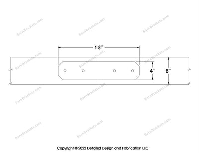 Union Brackets for 6 inch beams - Chamfered - Centered style holes - BarnBrackets.com