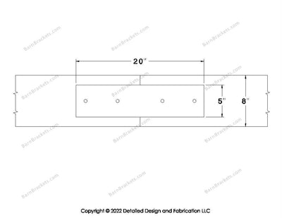 Union Brackets for 8 inch beams - Square - Centered style holes - BarnBrackets.com