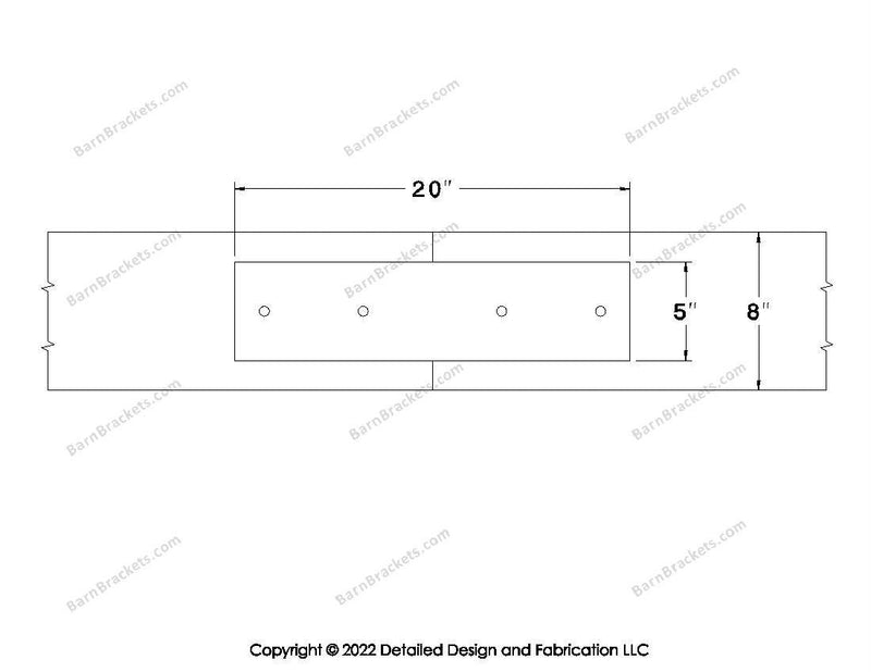 Union Brackets for 8 inch beams - Square - Centered style holes - BarnBrackets.com