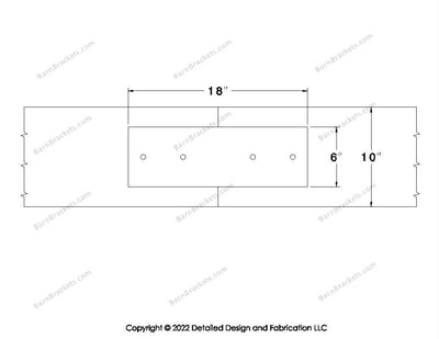 Union Brackets for 10 inch beams - Square - Centered style holes - BarnBrackets.com