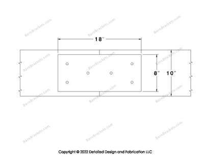 Union Brackets for 10 inch beams - Square - Triangular style holes - BarnBrackets.com