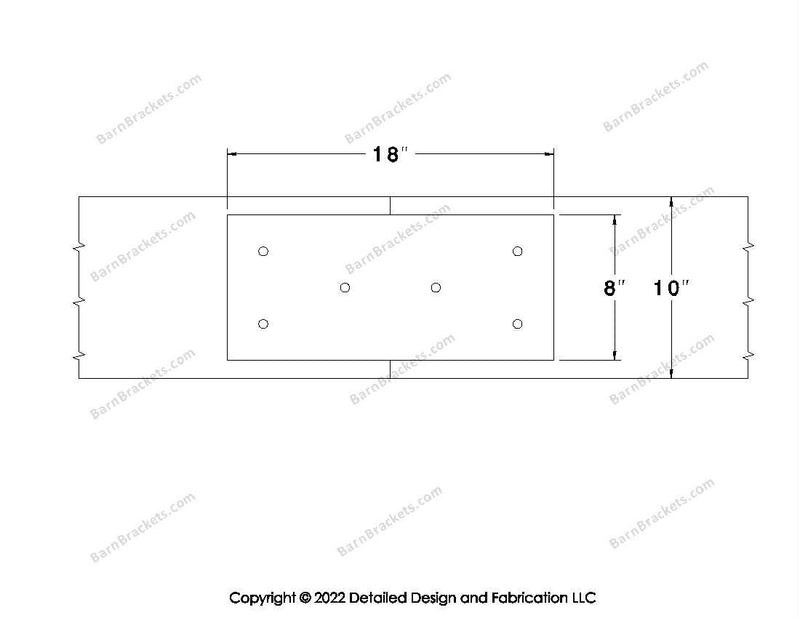 Union Brackets for 10 inch beams - Square - Triangular style holes - BarnBrackets.com