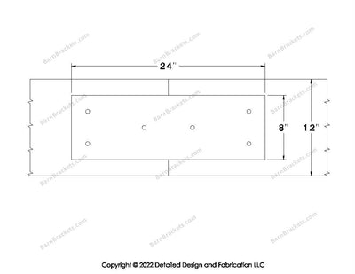 Union Brackets for 12 inch beams - Square - Triangular style holes - BarnBrackets.com