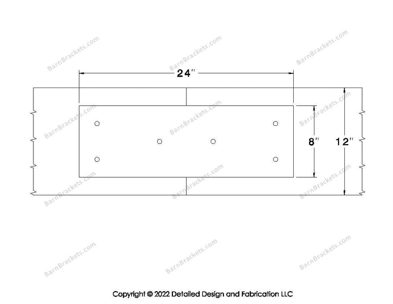 Union Brackets for 12 inch beams - Square - Triangular style holes - BarnBrackets.com