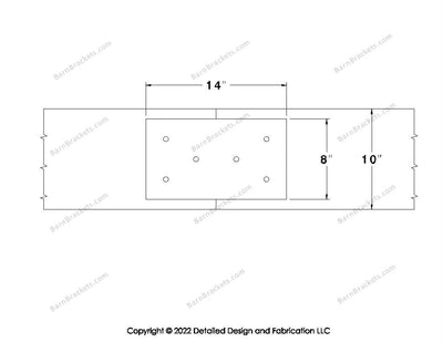 Union Brackets for 10 inch beams - Square - Triangular style holes - BarnBrackets.com