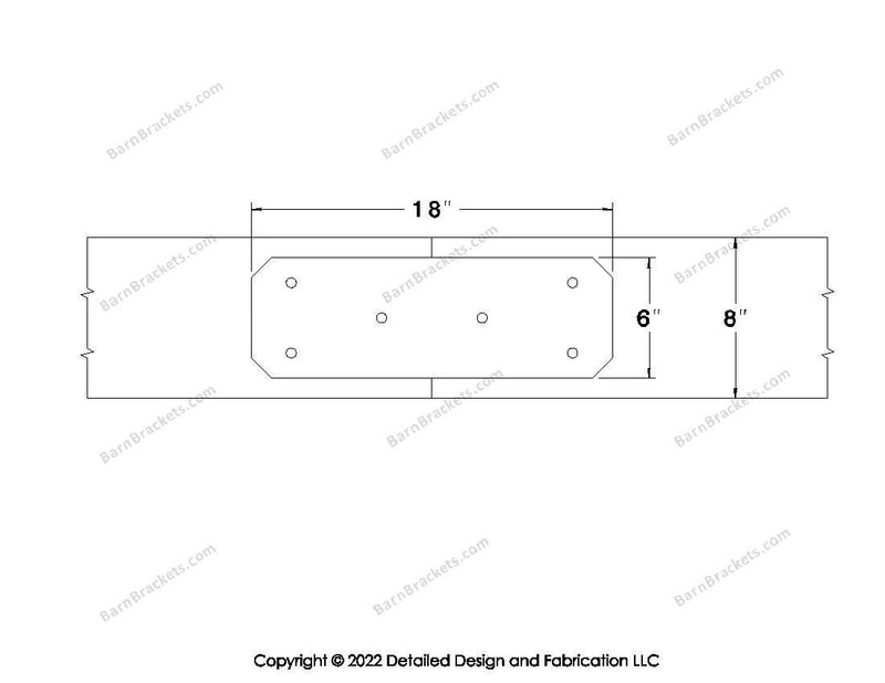 Union Brackets for 8 inch beams - Chamfered - Triangular style holes - BarnBrackets.com