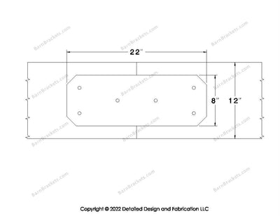 Union Brackets for 12 inch beams - Chamfered - Triangular style holes - BarnBrackets.com