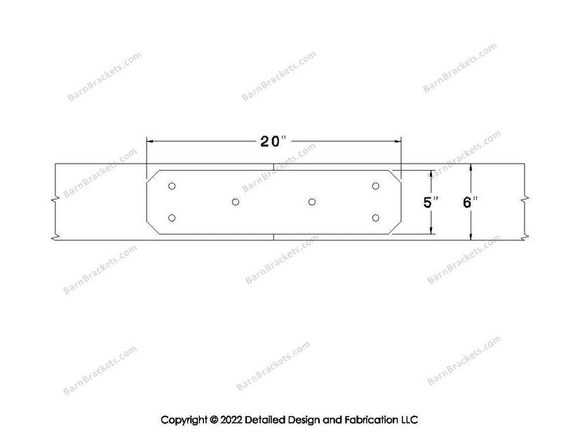 Union Brackets for 6 inch beams - Chamfered - Triangular style holes - BarnBrackets.com