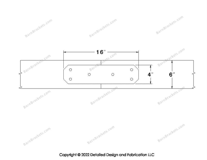 Union Brackets for 6 inch beams - Chamfered - Triangular style holes - BarnBrackets.com