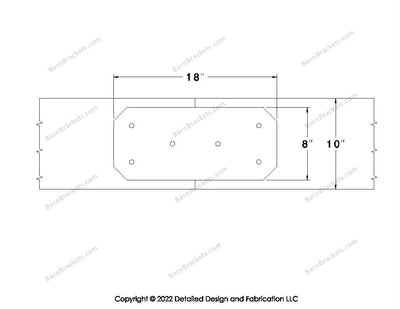 Union Brackets for 10 inch beams - Chamfered - Triangular style holes - BarnBrackets.com