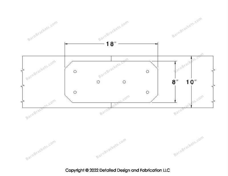 Union Brackets for 10 inch beams - Chamfered - Triangular style holes - BarnBrackets.com