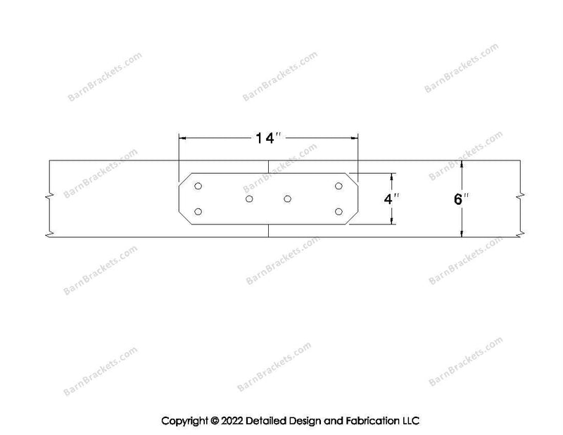 Union Brackets for 6 inch beams - Chamfered - Triangular style holes - BarnBrackets.com