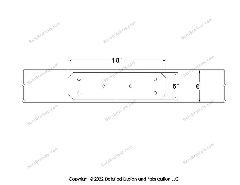 Union Brackets for 6 inch beams - Chamfered - Triangular style holes - BarnBrackets.com