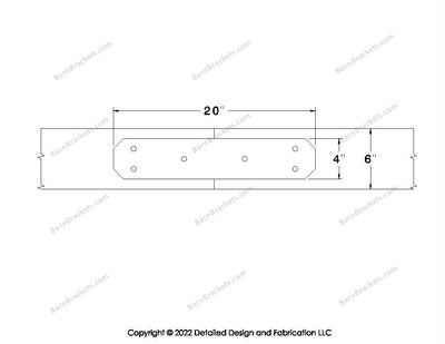 Union Brackets for 6 inch beams - Chamfered - Triangular style holes - BarnBrackets.com