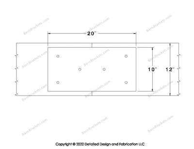 Union Brackets for 12 inch beams - Square - Triangular style holes - BarnBrackets.com