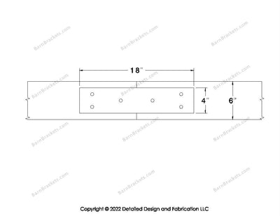 Union Brackets for 6 inch beams - Square - Triangular style holes - BarnBrackets.com