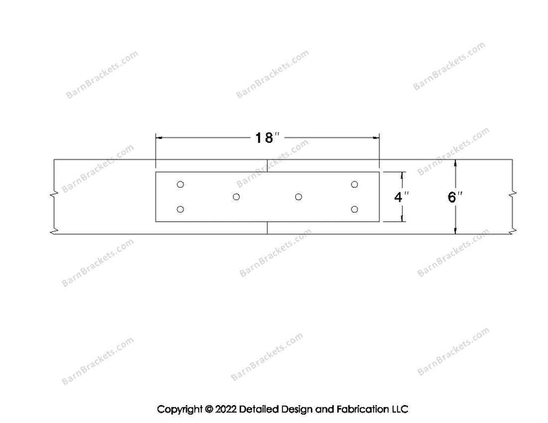 Union Brackets for 6 inch beams - Square - Triangular style holes - BarnBrackets.com