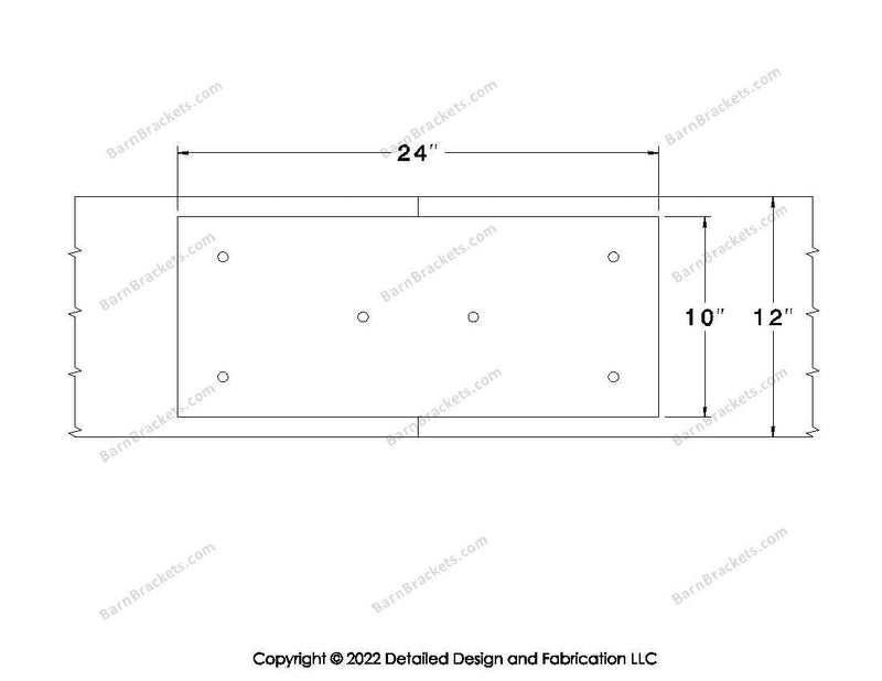 Union Brackets for 12 inch beams - Square - Triangular style holes - BarnBrackets.com